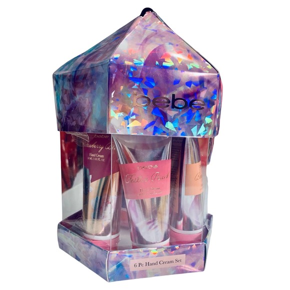 BEBE Happy Hands 6 PC Hand Cream Set -Vanilla Frost, Strawberry 1.01 fl oz Each - Picture 1 of 7
